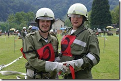 Die Feuerwehr Obernstraß wurde in Bronze und Silber zweiter. Am Bild Stollnberger Heinrich und Slawiczek Stephan.